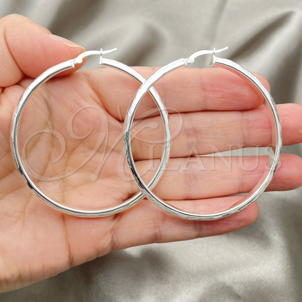 Sterling Silver Hoop Earrings — Large Hoop Diamond Cutting 02. — alternate product view — SKU 147193 | Plata 925 aretes de aro — Large Hoop Diamond Cutting 02. — SKU 147193