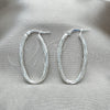 Sterling Silver Medium Hoop, Twist Design, Diamond Cutting Finish, Silver Finish, 02.389.0118.30