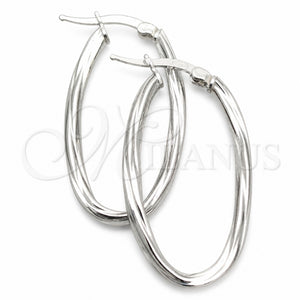 Sterling Silver Medium Hoop, Twist Design, Diamond Cutting Finish, Silver Finish, 02.389.0118.30