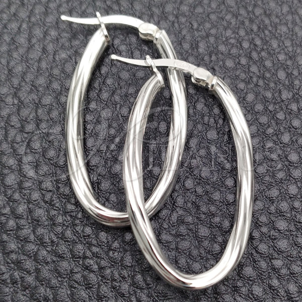 Sterling Silver Hoop Earrings — Medium Hoop Twist Design Diamond Cutting 02. — main product view — SKU 147194 | Plata 925 aretes de aro — Medium Hoop Twist diseño Diamond Cutting 02. — SKU 147194