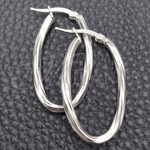Sterling Silver Medium Hoop, Twist Design, Diamond Cutting Finish, Silver Finish, 02.389.0118.30