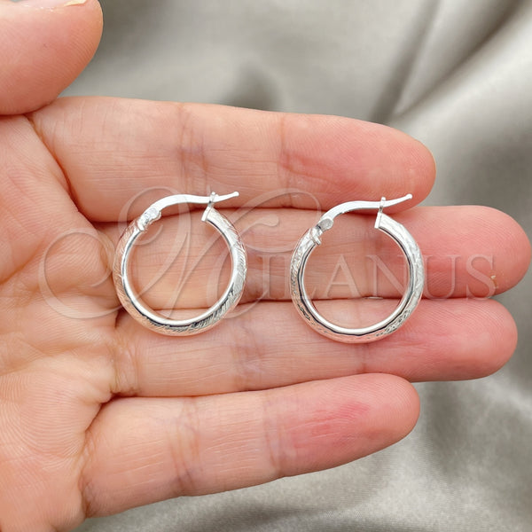 Sterling Silver Hoop Earrings — Small Hoop Diamond Cutting 02. — alternate product view — SKU 147195 | Plata 925 aretes de aro — Small Hoop Diamond Cutting 02. — SKU 147195
