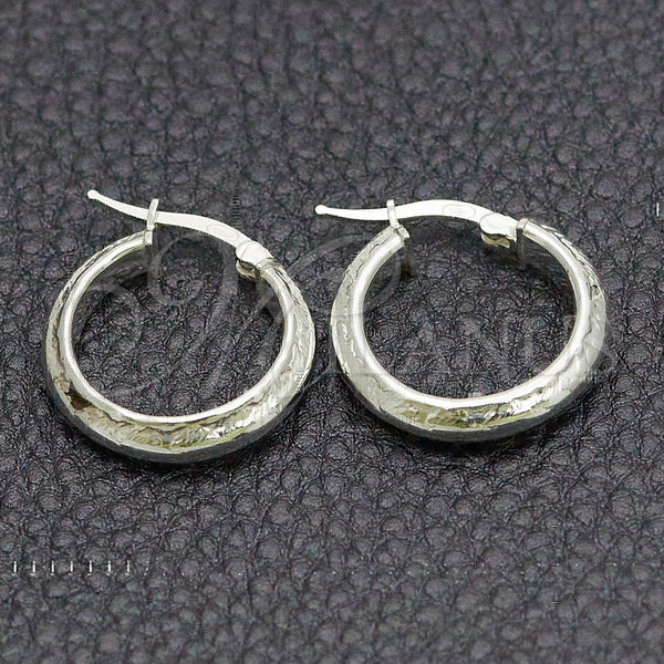 Sterling Silver Hoop Earrings — Small Hoop Diamond Cutting 02. — main product view — SKU 147195 | Plata 925 aretes de aro — Small Hoop Diamond Cutting 02. — SKU 147195