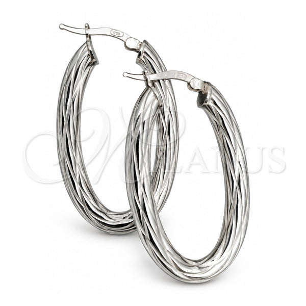 Sterling Silver Medium Hoop, Twist Design, Diamond Cutting Finish, Silver Finish, 02.389.0120.40