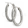 Sterling Silver Medium Hoop, Twist Design, Diamond Cutting Finish, Silver Finish, 02.389.0120.40