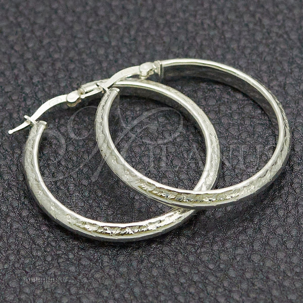 Sterling Silver Hoop Earrings — Medium Hoop Diamond Cutting 02. — main product view — SKU 147197 | Plata 925 aretes de aro — Medium Hoop Diamond Cutting 02. — SKU 147197