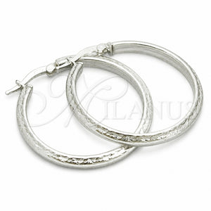 Sterling Silver Medium Hoop, Diamond Cutting Finish, Silver Finish, 02.389.0119.30