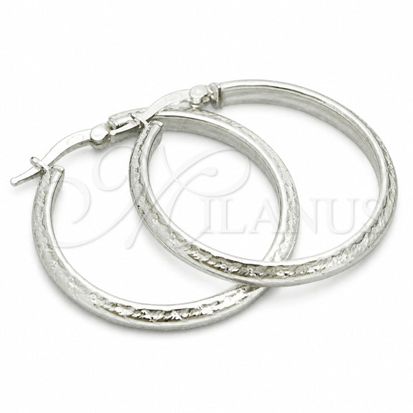 Sterling Silver Medium Hoop, Diamond Cutting Finish, Silver Finish, 02.389.0119.30