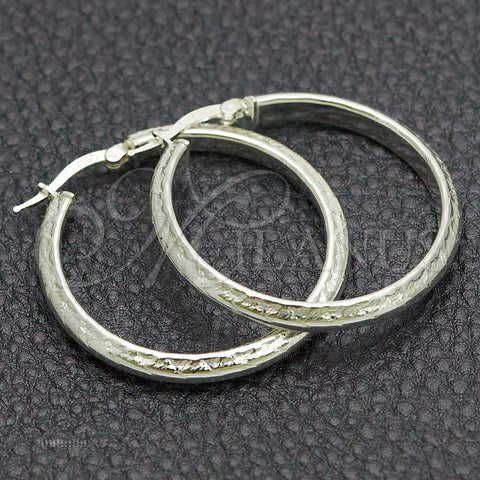 Sterling Silver Medium Hoop, Diamond Cutting Finish, Silver Finish, 02.389.0119.30
