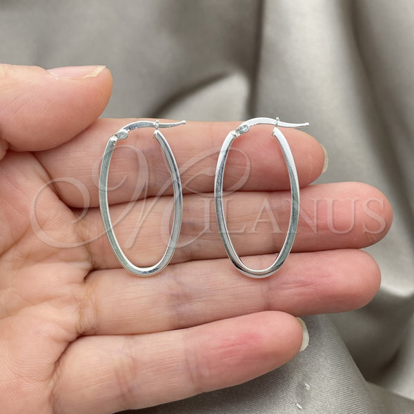 Sterling Silver Hoop Earrings — Medium Hoop Polished 02. — alternate product view — SKU 147198 | Plata 925 aretes de aro — Medium Hoop pulido 02. — SKU 147198
