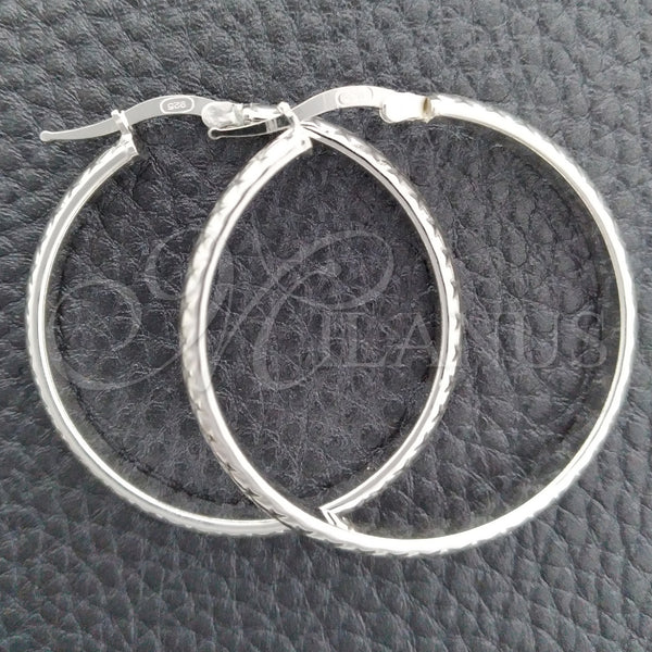 Sterling Silver Hoop Earrings — Medium Hoop Diamond Cutting 02. — main product view — SKU 147203 | Plata 925 aretes de aro — Medium Hoop Diamond Cutting 02. — SKU 147203