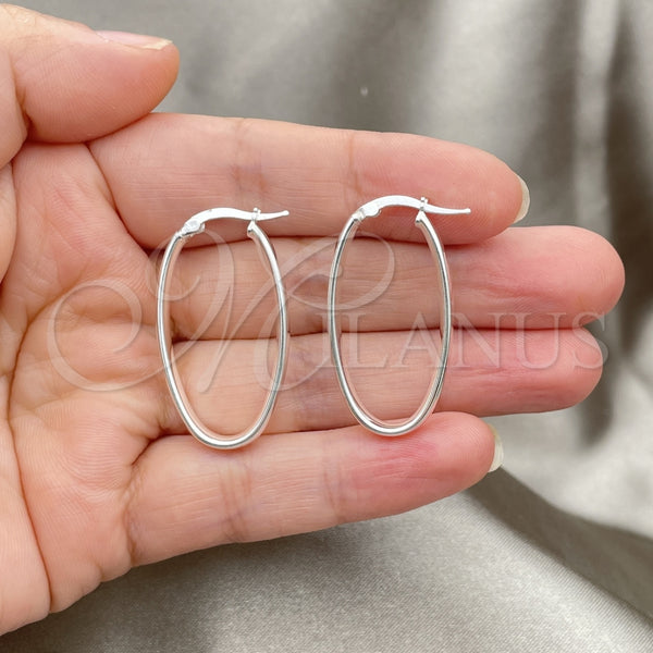 Sterling Silver Hoop Earrings — Medium Hoop Polished 02. — alternate product view — SKU 147204 | Plata 925 aretes de aro — Medium Hoop pulido 02. — SKU 147204
