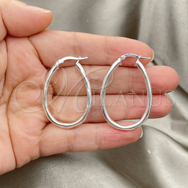 Sterling Silver Hoop Earrings — Medium Hoop Polished 02. — alternate product view — SKU 147205 | Plata 925 aretes de aro — Medium Hoop pulido 02. — SKU 147205