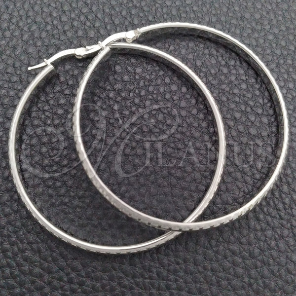 Sterling Silver Hoop Earrings — Large Hoop Diamond Cutting 02. — main product view — SKU 147206 | Plata 925 aretes de aro — Large Hoop Diamond Cutting 02. — SKU 147206