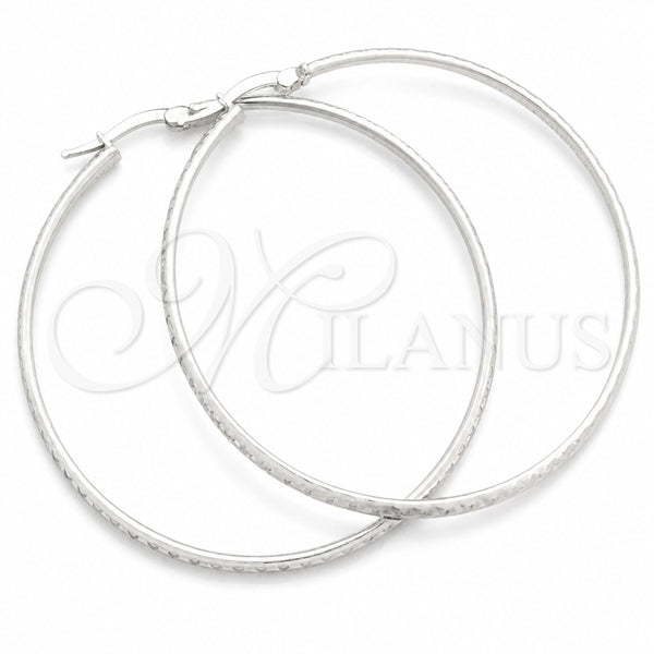 Sterling Silver Hoop Earrings — Large Hoop Diamond Cutting 02. — main product view — SKU 147206 | Plata 925 aretes de aro — Large Hoop Diamond Cutting 02. — SKU 147206
