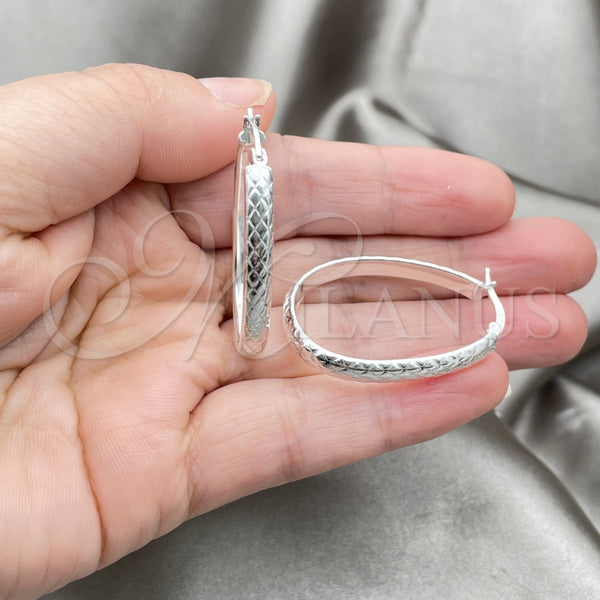 Sterling Silver Hoop Earrings — Medium Hoop Diamond Cutting 02. — alternate product view — SKU 147207 | Plata 925 aretes de aro — Medium Hoop Diamond Cutting 02. — SKU 147207