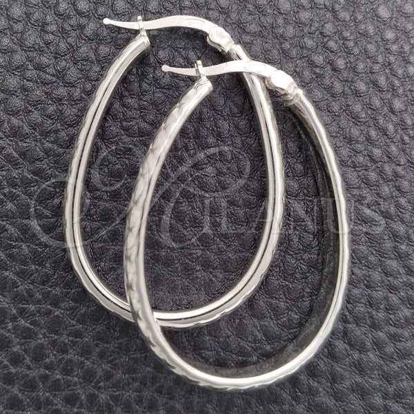 Sterling Silver Hoop Earrings — Medium Hoop Diamond Cutting 02. — main product view — SKU 147207 | Plata 925 aretes de aro — Medium Hoop Diamond Cutting 02. — SKU 147207