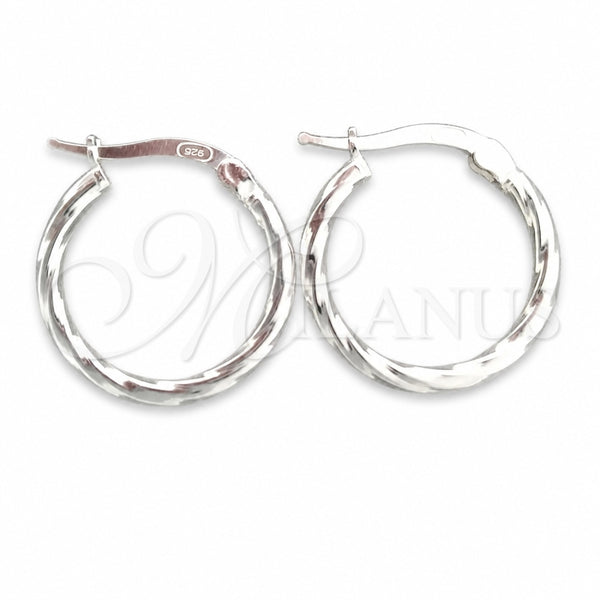 Sterling Silver Hoop Earrings — Small Hoop Twist Design Diamond Cutting 02. — main product view — SKU 147208 | Plata 925 aretes de aro — Small Hoop Twist diseño Diamond Cutting 02. — SKU 147208