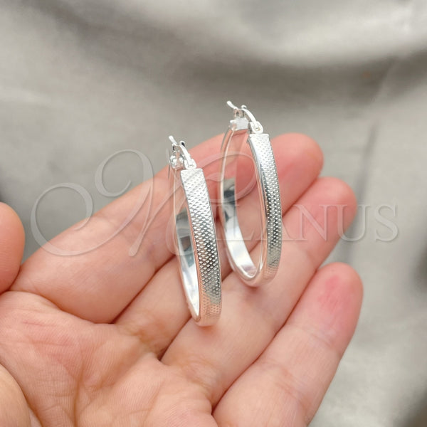Sterling Silver Hoop Earrings — Medium Hoop Diamond Cutting 02. — alternate product view — SKU 147209 | Plata 925 aretes de aro — Medium Hoop Diamond Cutting 02. — SKU 147209