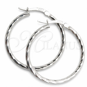 Sterling Silver Small Hoop, Twist Design, Diamond Cutting Finish, Silver Finish, 02.389.0127.25