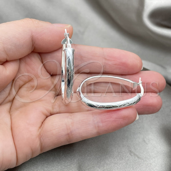 Sterling Silver Hoop Earrings — Medium Hoop Diamond Cutting 02. — alternate product view — SKU 147211 | Plata 925 aretes de aro — Medium Hoop Diamond Cutting 02. — SKU 147211