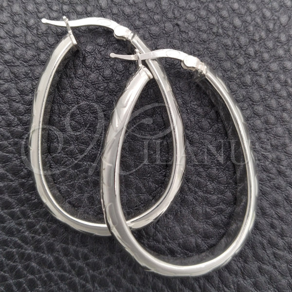 Sterling Silver Hoop Earrings — Medium Hoop Diamond Cutting 02. — main product view — SKU 147211 | Plata 925 aretes de aro — Medium Hoop Diamond Cutting 02. — SKU 147211