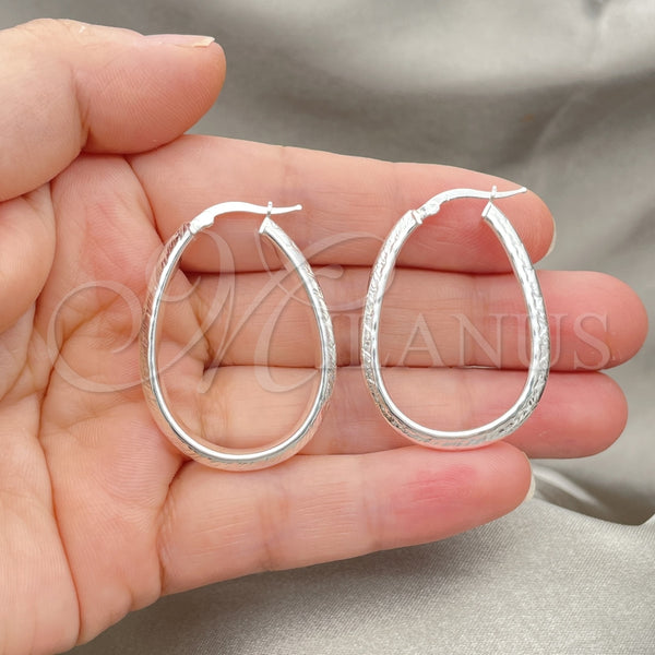 Sterling Silver Hoop Earrings — Medium Hoop Diamond Cutting 02. — alternate product view — SKU 147214 | Plata 925 aretes de aro — Medium Hoop Diamond Cutting 02. — SKU 147214