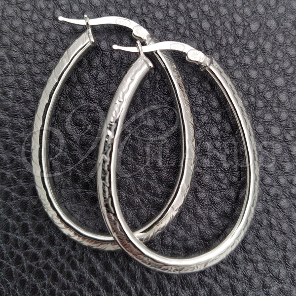 Sterling Silver Hoop Earrings — Medium Hoop Diamond Cutting 02. — main product view — SKU 147214 | Plata 925 aretes de aro — Medium Hoop Diamond Cutting 02. — SKU 147214