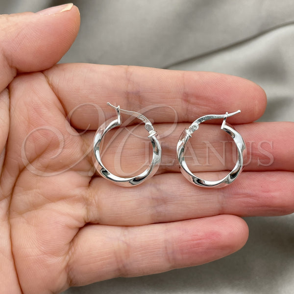 Sterling Silver Hoop Earrings — Small Hoop Twist Design Diamond Cutting 02. — alternate product view — SKU 147216 | Plata 925 aretes de aro — Small Hoop Twist diseño Diamond Cutting 02. — SKU 147216