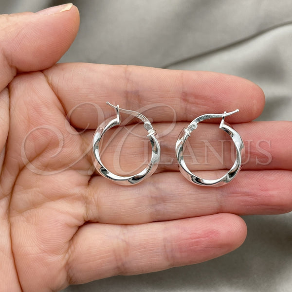 Sterling Silver Small Hoop, Twist Design, Diamond Cutting Finish, Silver Finish, 02.389.0132.15