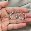Sterling Silver Small Hoop, Twist Design, Diamond Cutting Finish, Silver Finish, 02.389.0132.15