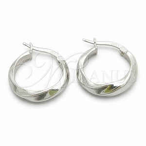 Sterling Silver Small Hoop, Twist Design, Diamond Cutting Finish, Silver Finish, 02.389.0132.15