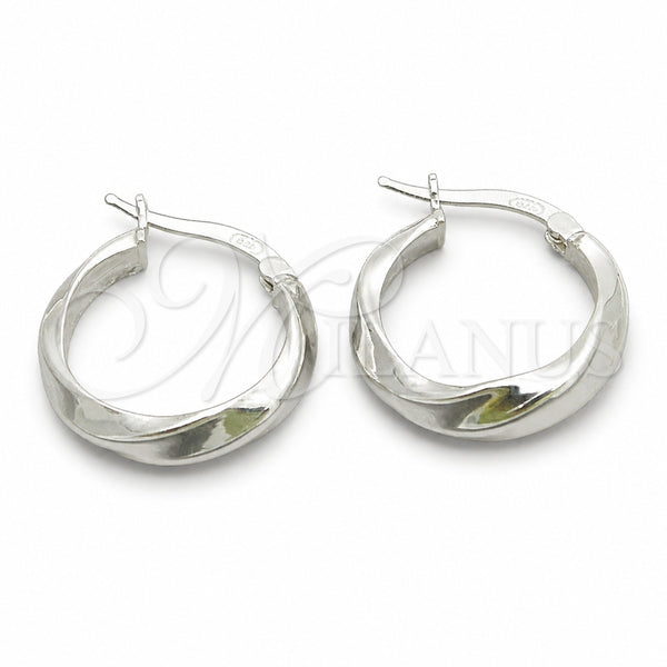Sterling Silver Small Hoop, Twist Design, Diamond Cutting Finish, Silver Finish, 02.389.0132.15