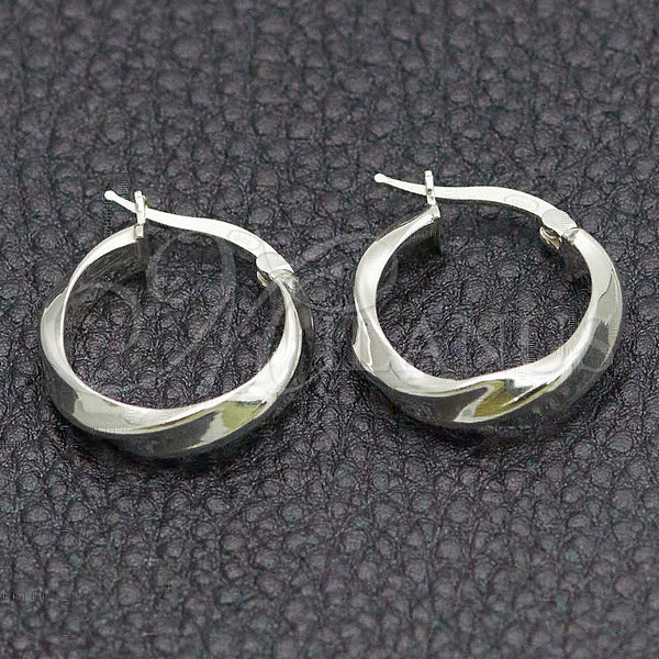 Sterling Silver Small Hoop, Twist Design, Diamond Cutting Finish, Silver Finish, 02.389.0132.15