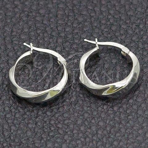 Sterling Silver Small Hoop, Twist Design, Diamond Cutting Finish, Silver Finish, 02.389.0132.15
