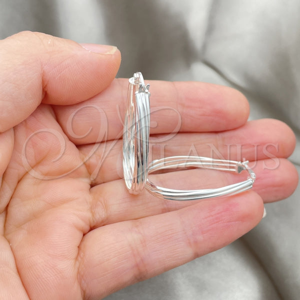 Sterling Silver Hoop Earrings — Medium Hoop Polished 02. — alternate product view — SKU 147217 | Plata 925 aretes de aro — Medium Hoop pulido 02. — SKU 147217