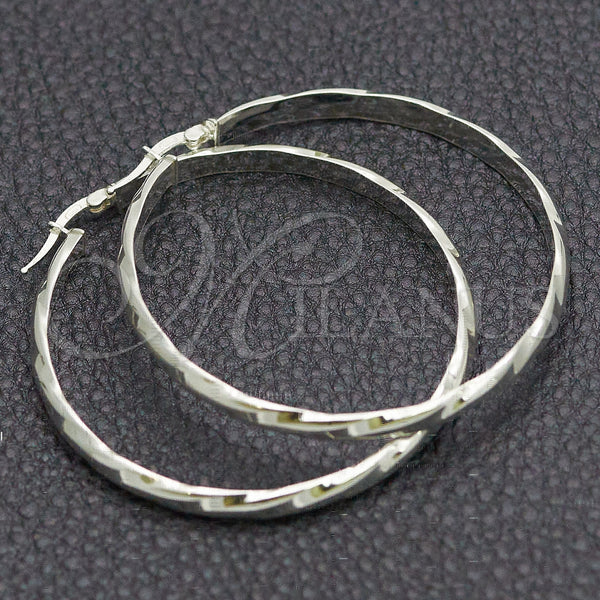 Sterling Silver Large Hoop, Twist Design, Diamond Cutting Finish, Silver Finish, 02.389.0132.50