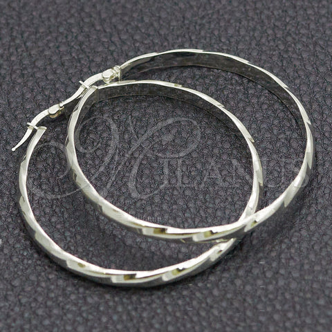 Sterling Silver Large Hoop, Twist Design, Diamond Cutting Finish, Silver Finish, 02.389.0132.50