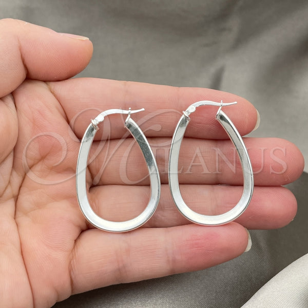 Sterling Silver Hoop Earrings — Medium Hoop Polished 02. — alternate product view — SKU 147221 | Plata 925 aretes de aro — Medium Hoop pulido 02. — SKU 147221