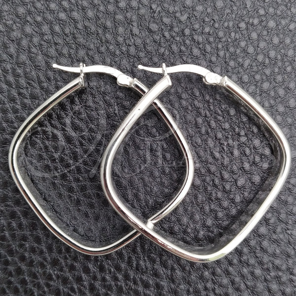 Sterling Silver Hoop Earrings — Medium Hoop Diamond Cutting 02. — main product view — SKU 147222 | Plata 925 aretes de aro — Medium Hoop Diamond Cutting 02. — SKU 147222