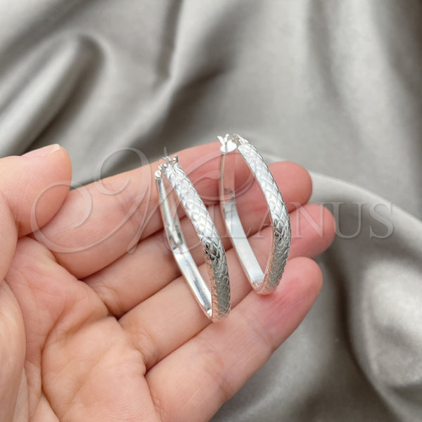 Sterling Silver Hoop Earrings — Medium Hoop Diamond Cutting 02. — alternate product view — SKU 147223 | Plata 925 aretes de aro — Medium Hoop Diamond Cutting 02. — SKU 147223