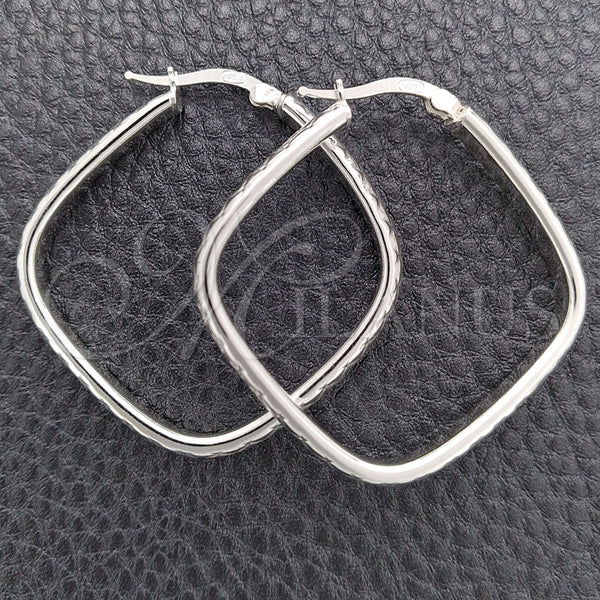 Sterling Silver Hoop Earrings — Medium Hoop Diamond Cutting 02. — main product view — SKU 147223 | Plata 925 aretes de aro — Medium Hoop Diamond Cutting 02. — SKU 147223