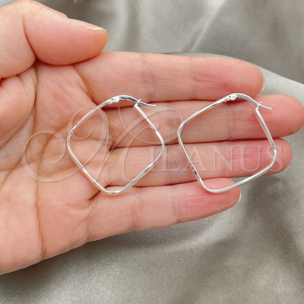 Sterling Silver Hoop Earrings — Medium Hoop Twist Design Diamond Cutting 02. — alternate product view — SKU 147224 | Plata 925 aretes de aro — Medium Hoop Twist diseño Diamond Cutting 02. — SKU 147224