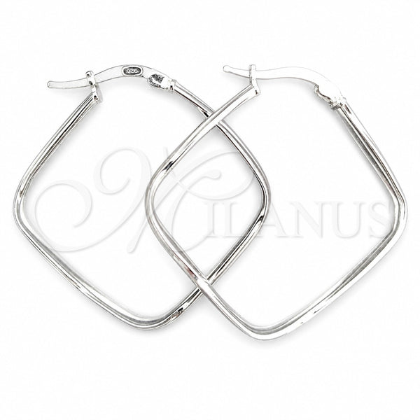 Sterling Silver Medium Hoop, Twist Design, Diamond Cutting Finish, Silver Finish, 02.389.0138.40