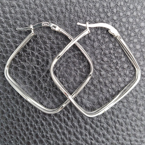 Sterling Silver Medium Hoop, Twist Design, Diamond Cutting Finish, Silver Finish, 02.389.0138.40