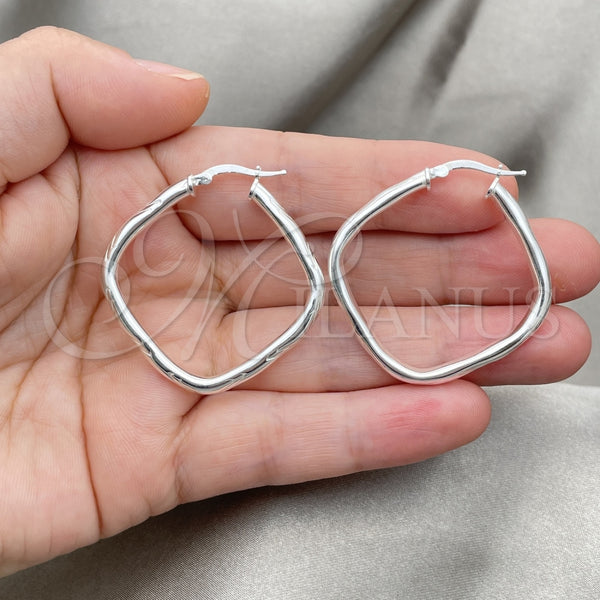Sterling Silver Hoop Earrings — Medium Hoop Diamond Cutting 02. — alternate product view — SKU 147228 | Plata 925 aretes de aro — Medium Hoop Diamond Cutting 02. — SKU 147228
