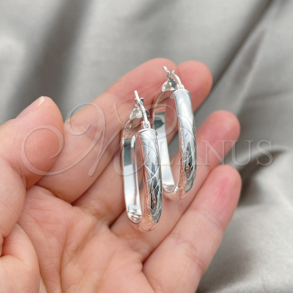 Sterling Silver Hoop Earrings — Medium Hoop Diamond Cutting 02. — alternate product view — SKU 147229 | Plata 925 aretes de aro — Medium Hoop Diamond Cutting 02. — SKU 147229