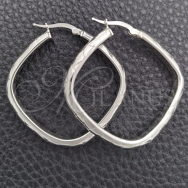 Sterling Silver Hoop Earrings — Medium Hoop Diamond Cutting 02. — main product view — SKU 147229 | Plata 925 aretes de aro — Medium Hoop Diamond Cutting 02. — SKU 147229