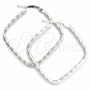 Sterling Silver Medium Hoop, Twist Design, Diamond Cutting Finish, Silver Finish, 02.389.0144.25
