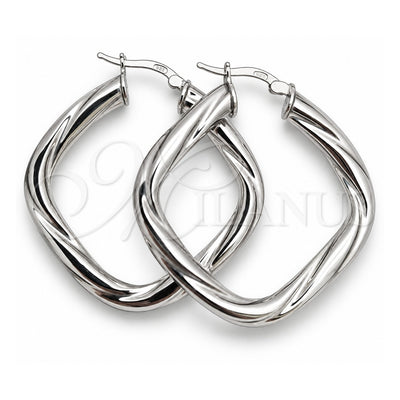 Sterling Silver Medium Hoop, Twist Design, Diamond Cutting Finish, Silver Finish, 02.389.0145.40